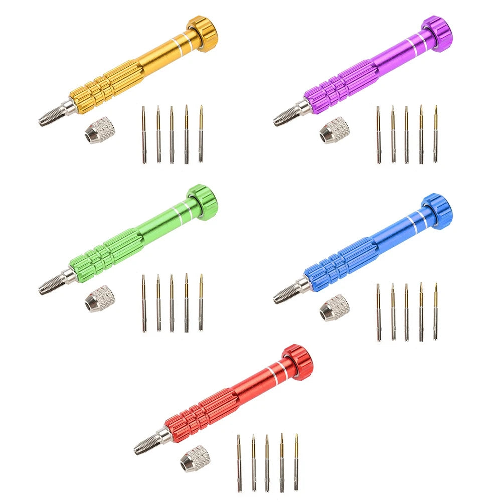 Watch Repair Screwdriver Set Screwdriver Handle With 5 Precision Bits Phone Glasses Watch Repair Tool Kit Repair Screwdriver Qme