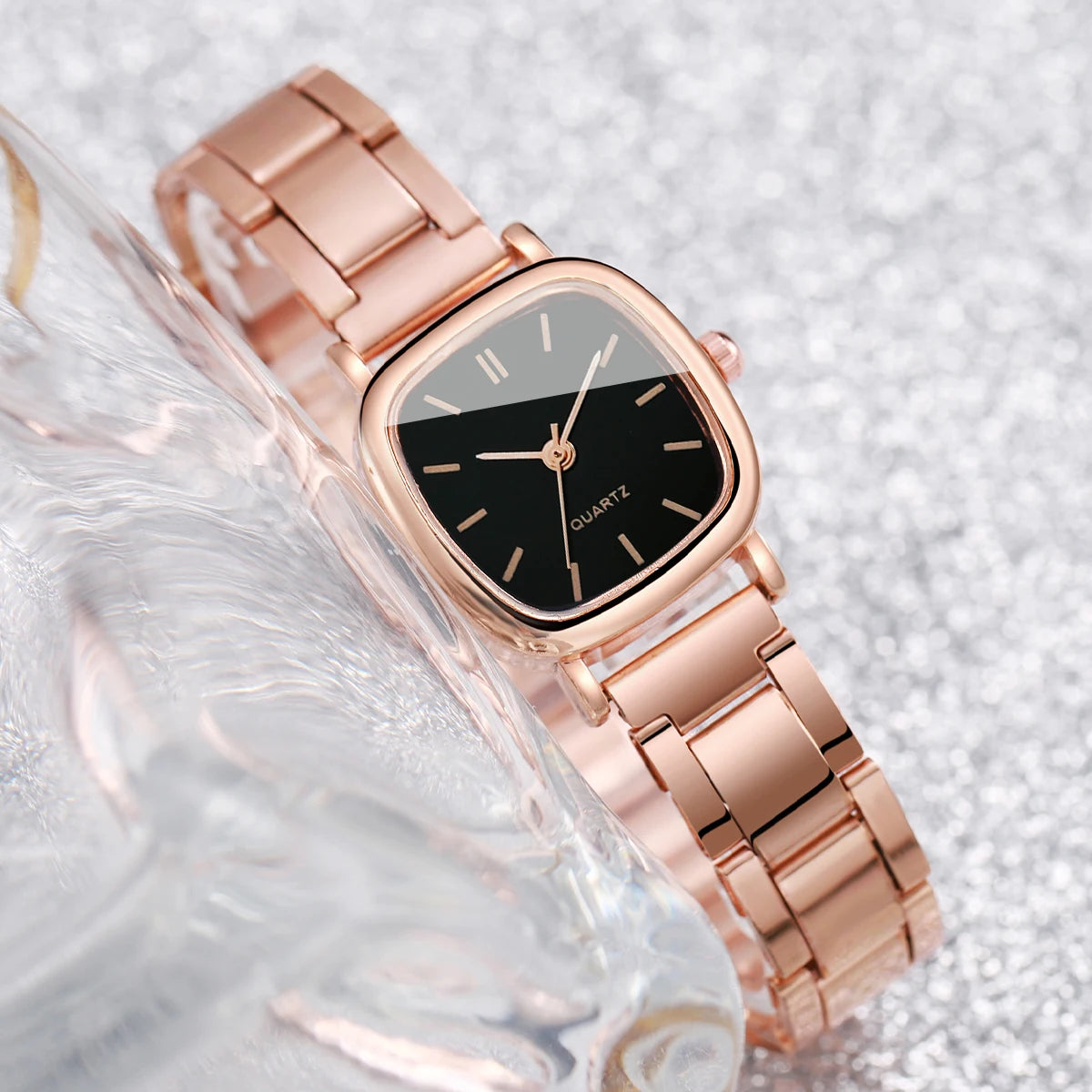 2PCS/Set Ladies' watches, female niche, high-end, steel strip, casual fashion, ladies' watches Qme