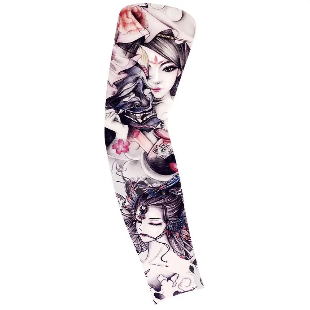 Flower Arm Pattern Flower Arm Tattoo Sleeve Breathable Thin Men Sunscreen Sleeve UV Protection Long-sleeved Ice Silk Arm Sleeve Qme style 14