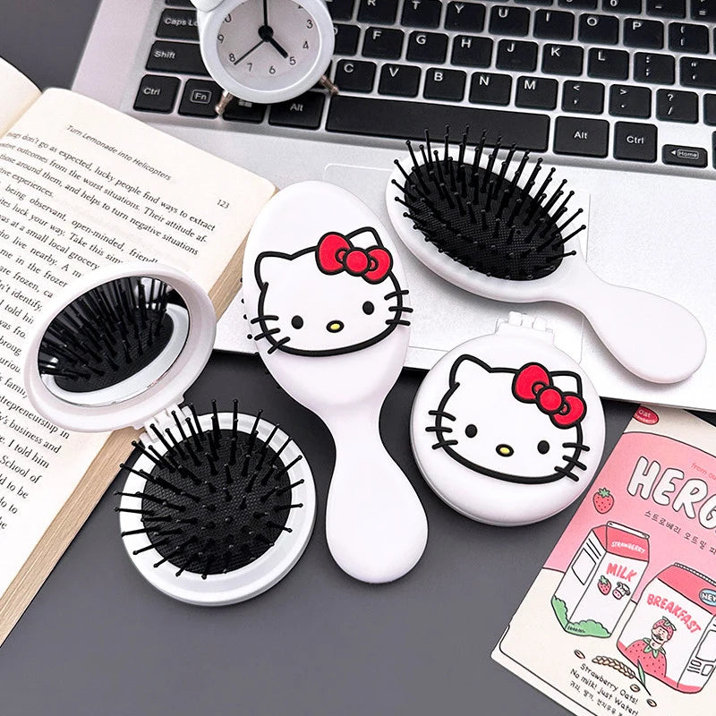 Hello Kitty Cartoon Folding Air-Cushion Comb Mini Portable Air-Cushion Comb Anti-Static Plastic Hair Comb Qme