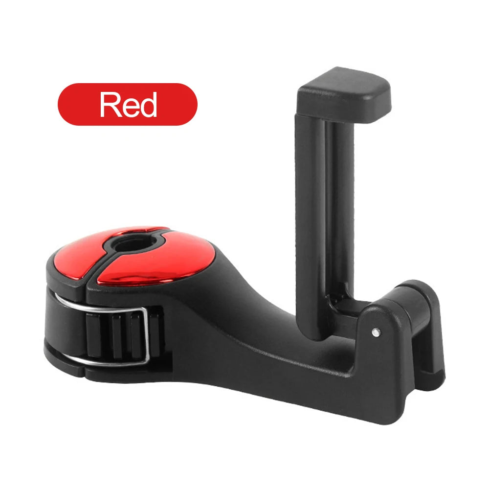 Dual-Use Car Rear Headrest Phone Mount Hidden Storage Hook Multifunctional Lock Type Cellphone Holder For Car Storage Organizer Qme Red