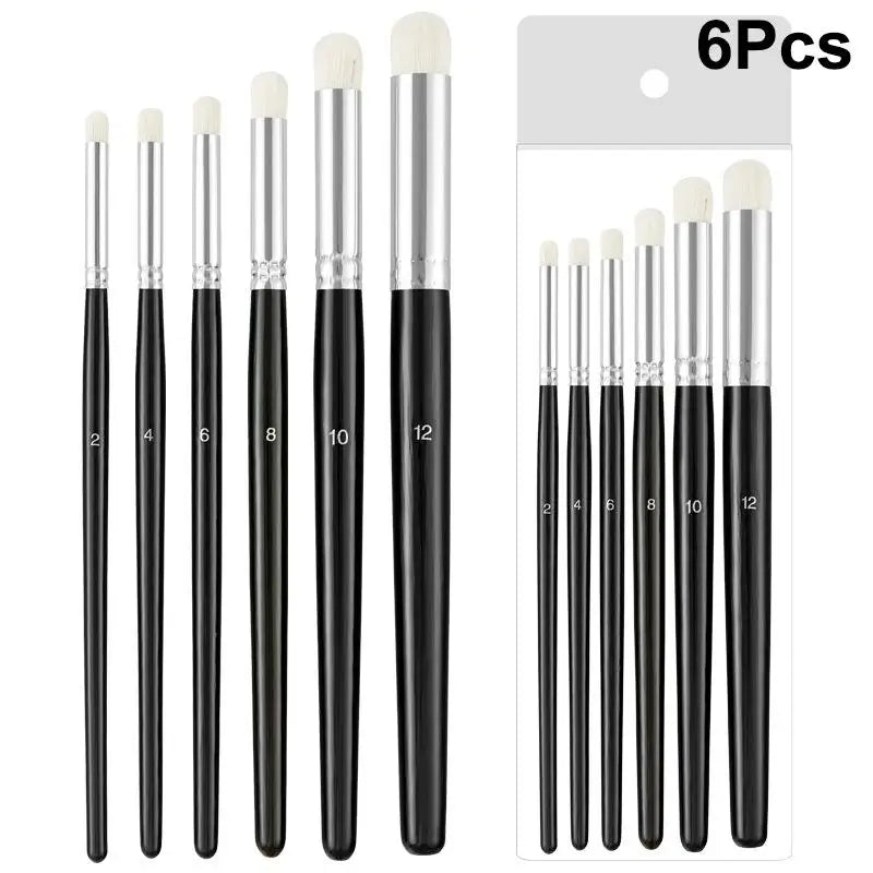 Nylon Miniature Brush Artists Professional Dry Paintbrushes Model Qme 6Pcs Black