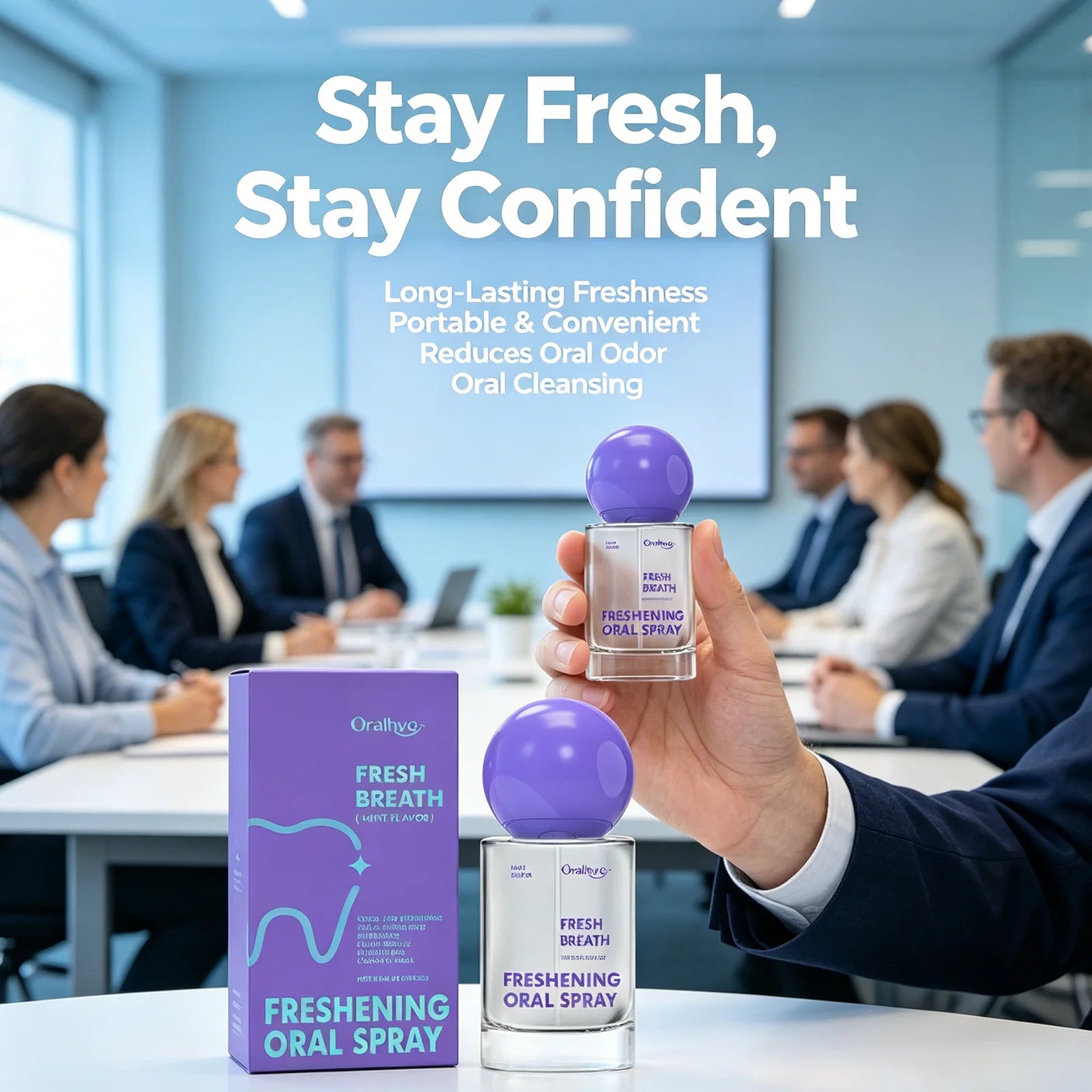 Oralhoe Oral Spray Mint Flavor Long Lasting Refreshing Boost Confidence Oral Care Products Portable Reduce Bad Breath Spray 20ml Qme 2 X 20ml Boxed