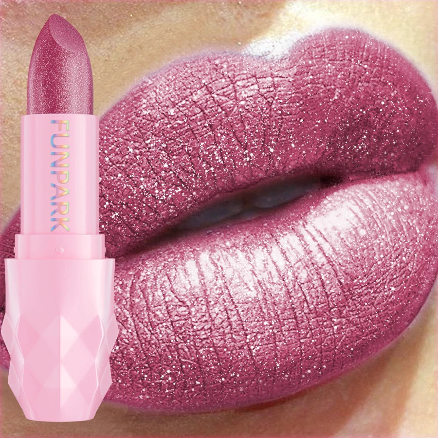 3 Colors Glitter Shiny Metallic Lipstick Pearlescent Pigmented Lip Qme 301