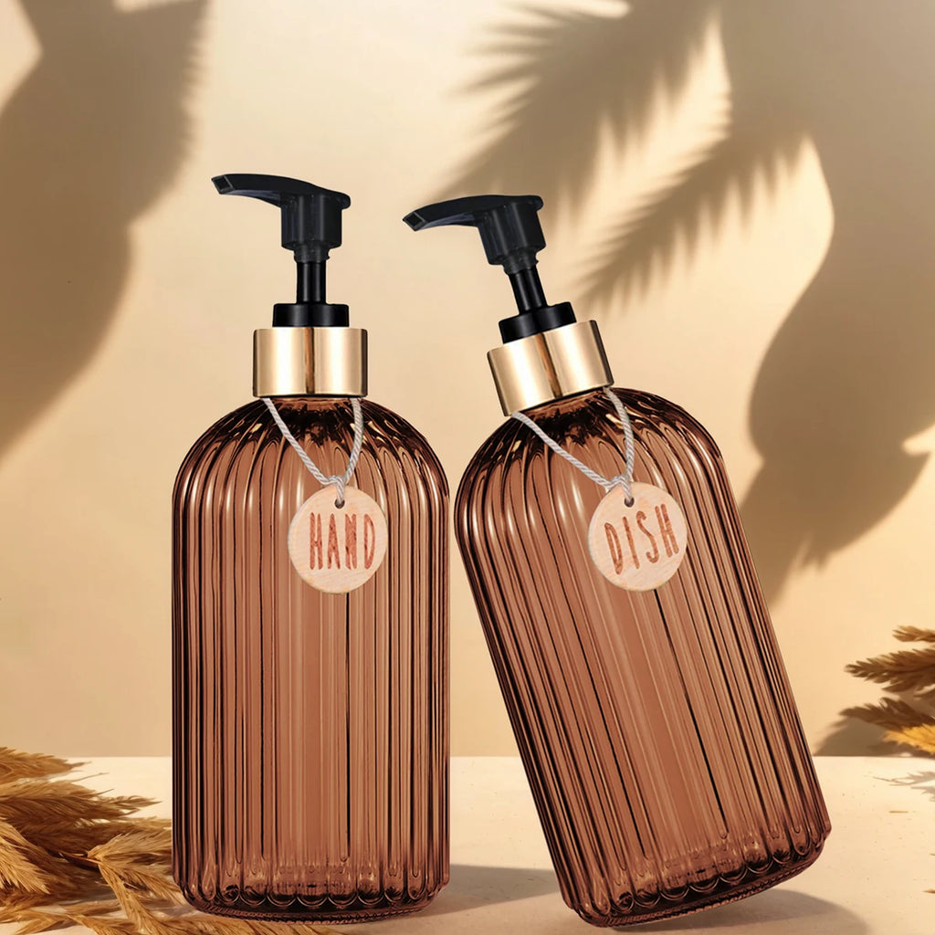 New Home Apartment Decoration Dish Soap Dispenser Bottle Reusable Hand Press Liquid Refill Bottle Kitchen Bathroom Soap Bottle Qme