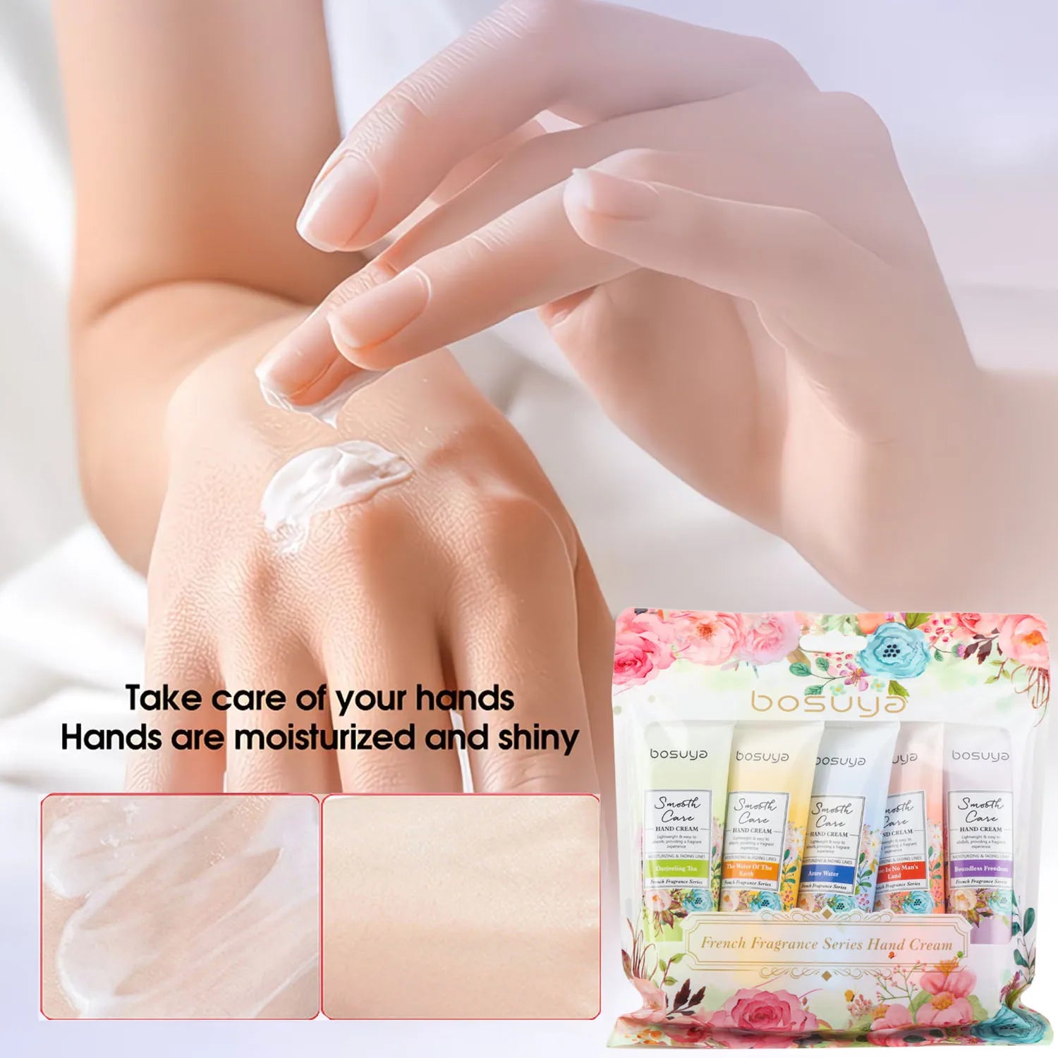 Floral Fragrance Hand Cream Moisturizing Water Locking Clear Easy Qme