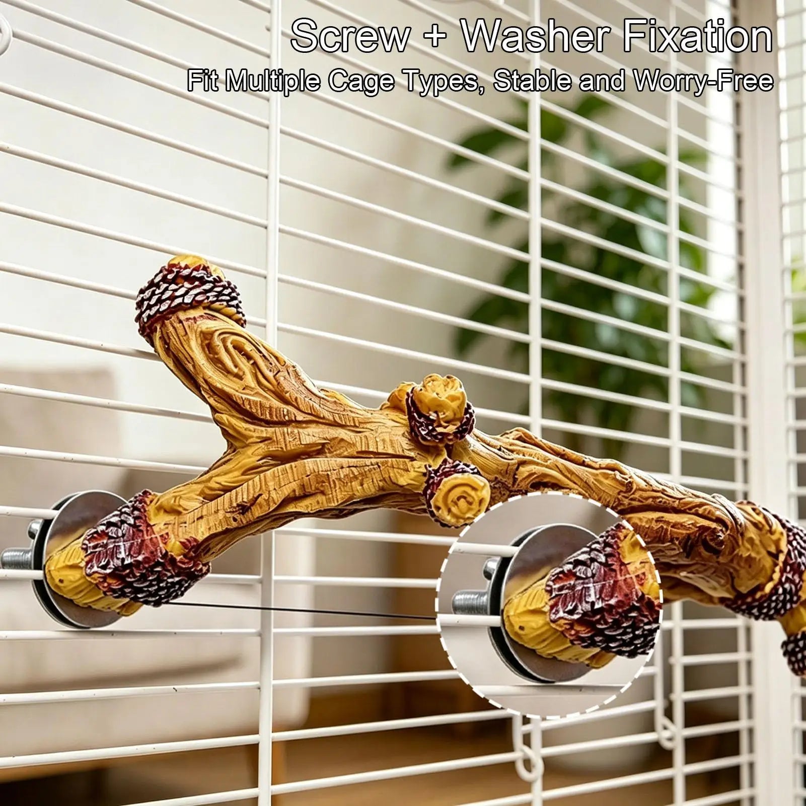 Bird Perches for Cage Anti-Slip Paw Grinding Cage Accessories Resin Parrot Stand Branch for Small Parakeet Cockatiel Lovebird Qme