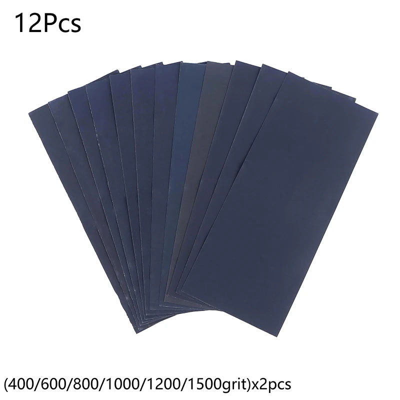12 24 Wood Sanding Metal Plastic Polishing Sandpaper Wet Dry Paper Qme 12pcs