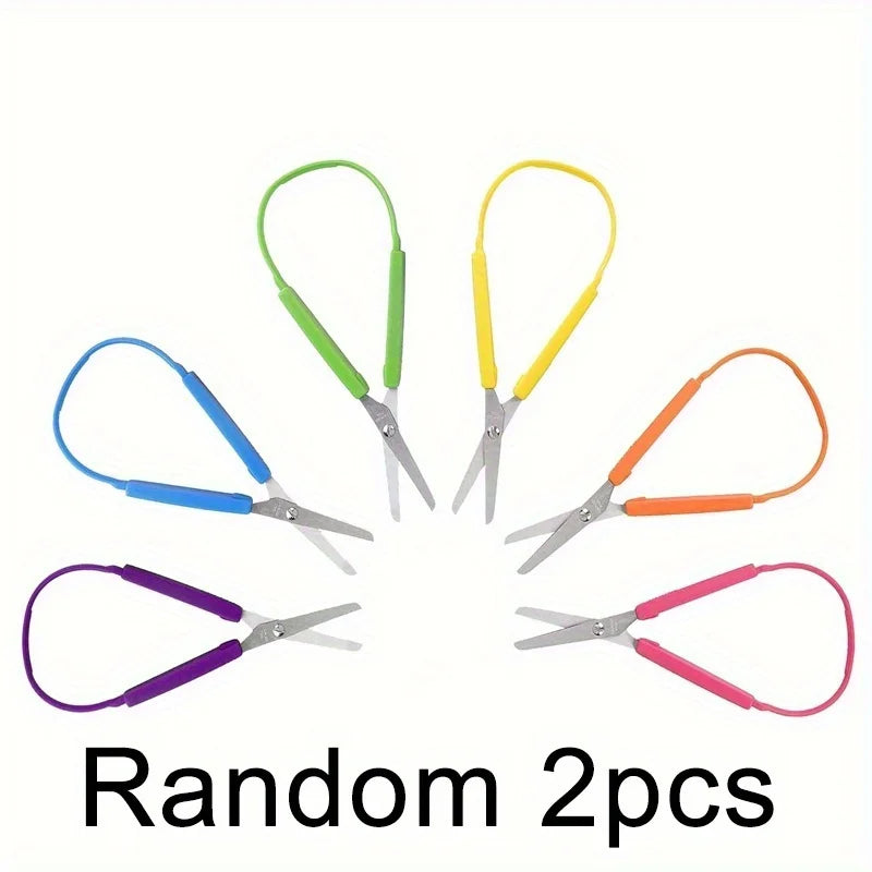 2/3pcs Colorful Mini Circular Scissors, Adaptive Design, Left and Right Support, Easy to Open Squeeze Handle, Meet Special Needs Qme Random color- 2pcs