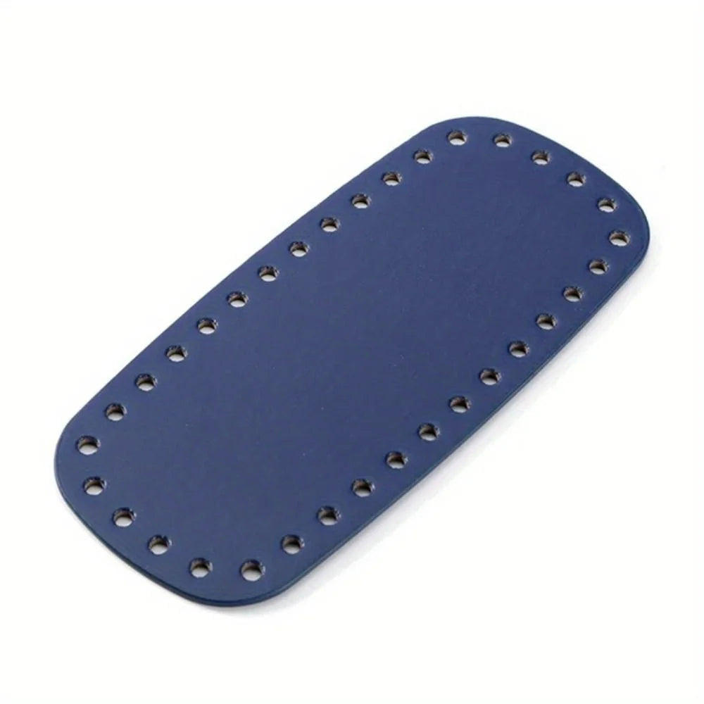 DIY PU Leather Bag Bottoms - Oval/Rectangle Crochet Bag Base with Holes, Used for DIY Crochet Bag Shoulder Bag Wallet Making Qme Blue 2pcs