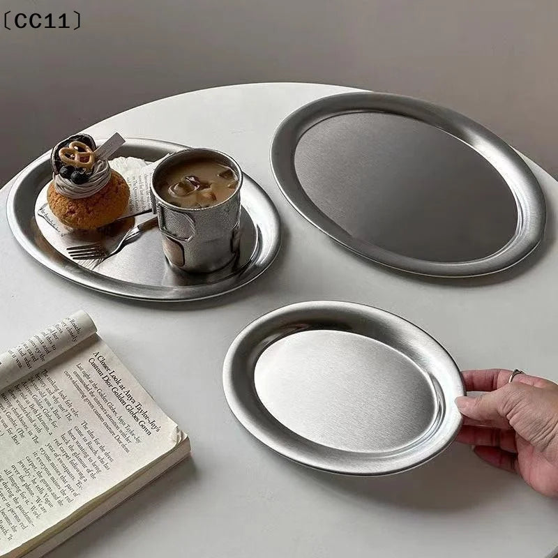 Stainless Steel Oval Fish Plates Household Food Dinner Steamed Qme