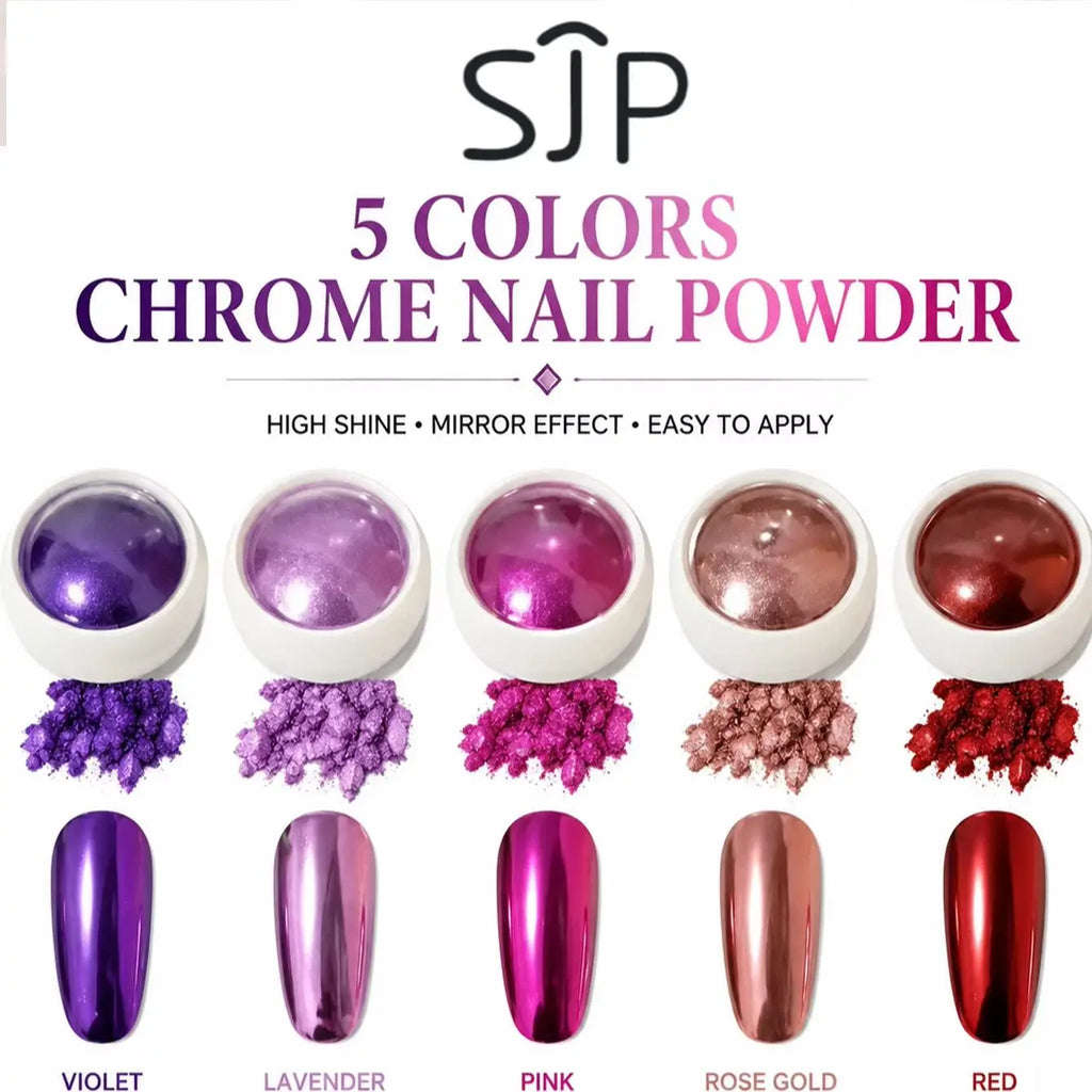 5 Enchanting Purple Series Chrome Nail Powder Mirror Effect Metallic Qme 01