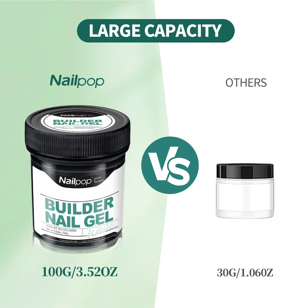Nailpop100g Milky Smooth Builder Gel Large Capacity Nail Extension Qme