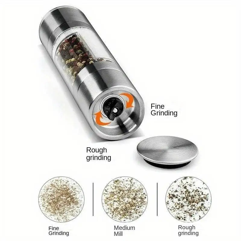 Salt And Pepper Grinder 2 in 1 Manual Stainless Steel Salt Pepper Mills With Adjustable Plastic Grinding Spice Mill Kitchen Tool Qme