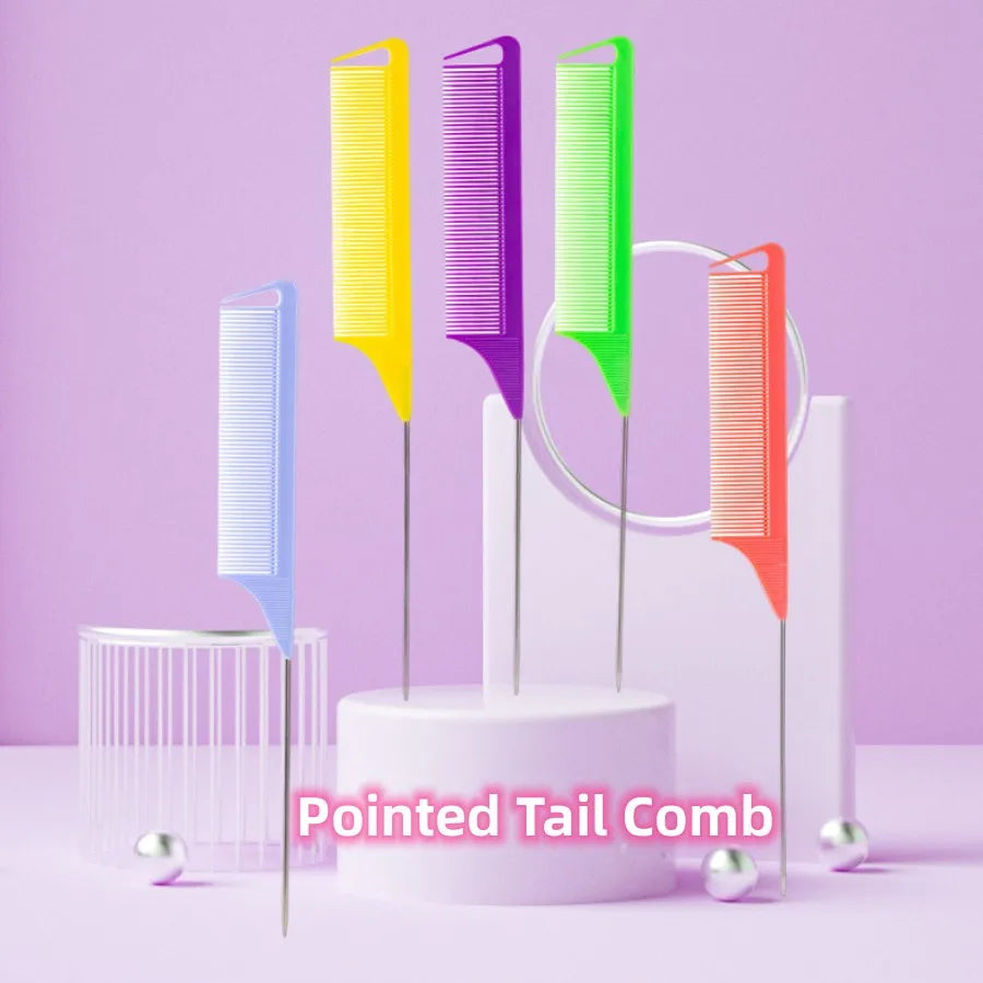 5PCS/12PCS Professional Candy Color Hair Styling Pointy Tail Comb for Wig, Partition, Braid, Hair Dye, and Highlights Hair Tool Qme
