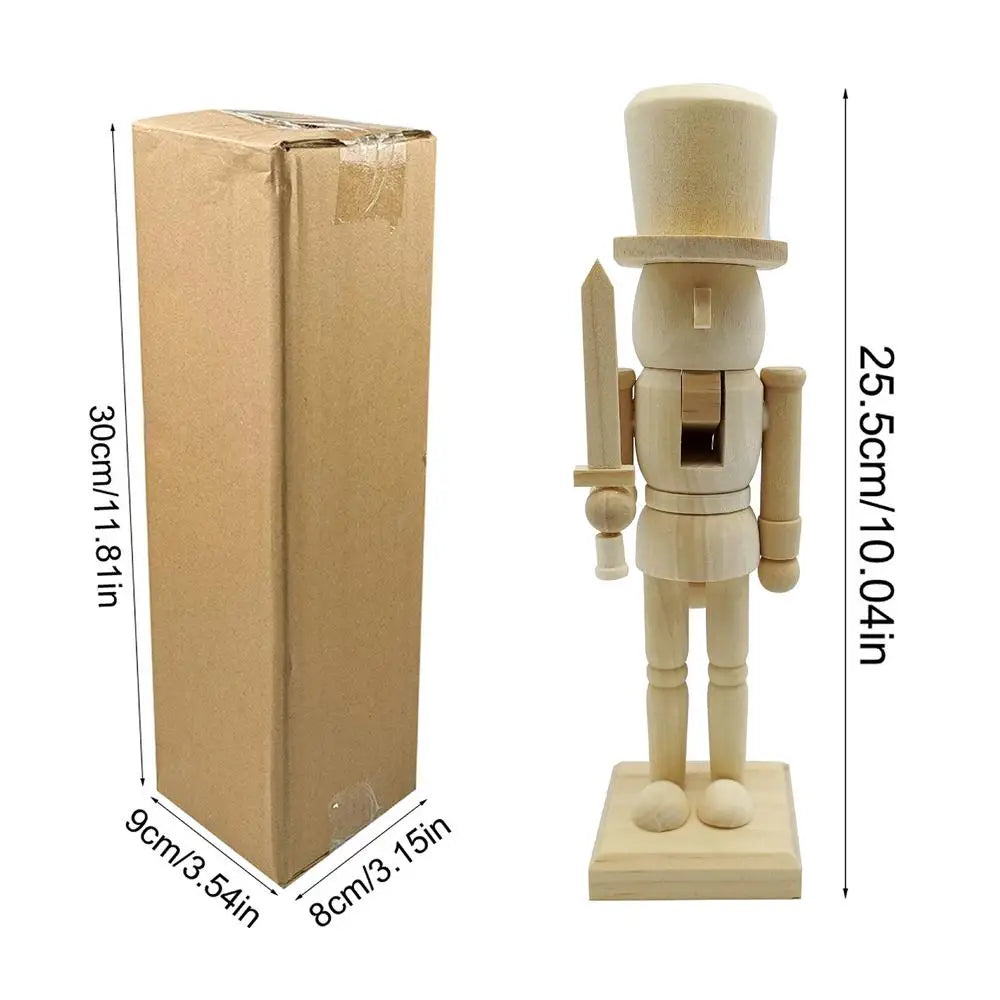 1PC Christmas Nutcracker Figurines Wooden Tabletop Ornament Wood Christmas Decorations Nutcracker Ornaments For DIY Living Room Qme A