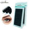 NATUHANA 16 Rows Matte Black Synthetic Mink Eyelash Extension Natural Qme CC 0.05mm 7mm