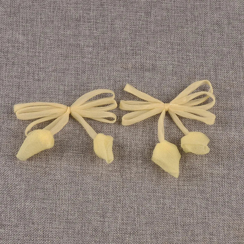 6pcs 92x100mm Assorted Color Polyester Fibre Bowknot Appliques, Sheer Organza Bows for DIY Hair Accessories Crafts cp3848 Qme 6pcs-4 92x100mm