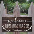Rustic Welcome Please Remove Your Shoes Wall Hanging Decor Wood Art Plaques Sign Door Sign for Home Living Room Decor Qme M