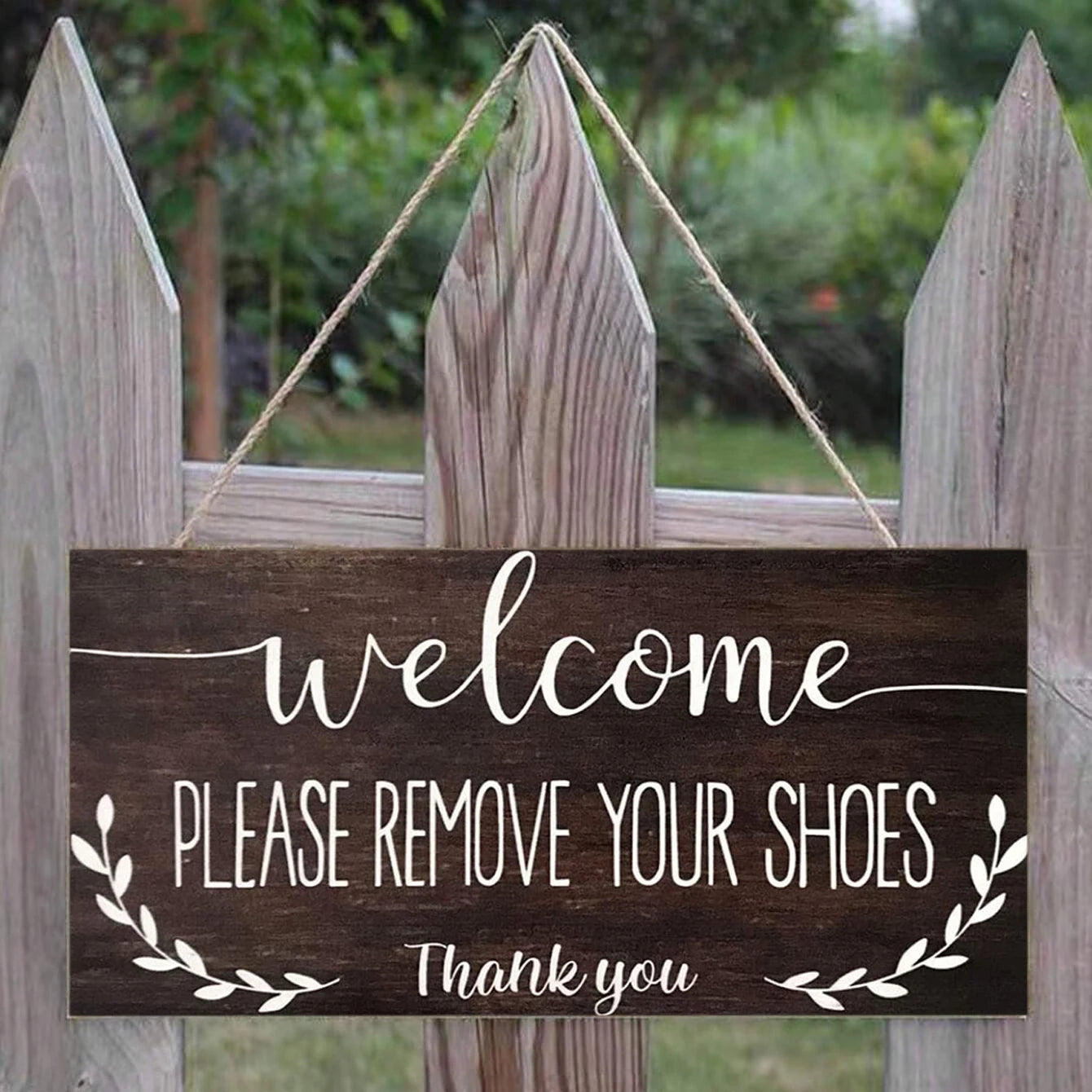 Rustic Welcome Please Remove Your Shoes Wall Hanging Decor Wood Art Plaques Sign Door Sign for Home Living Room Decor Qme M