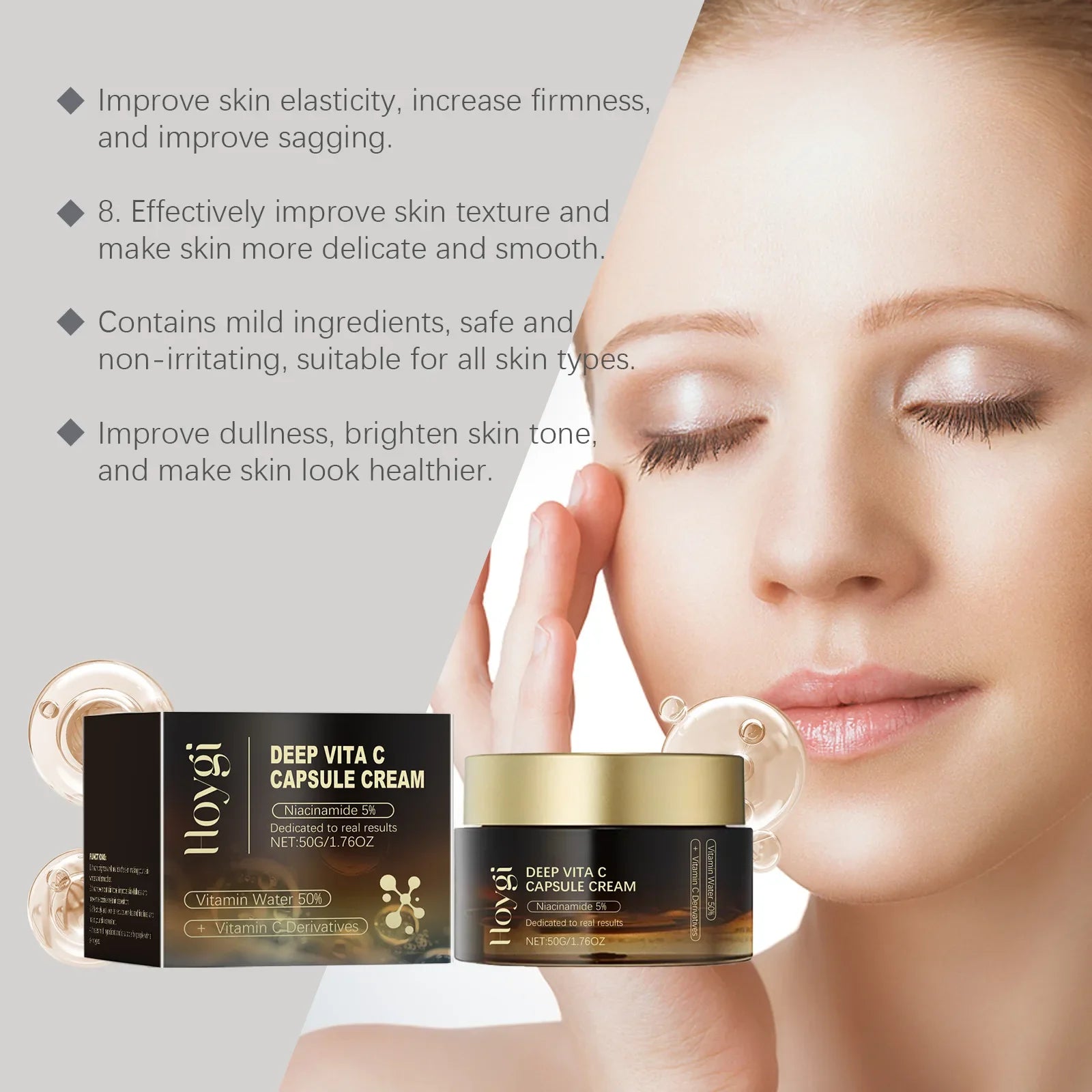 Niacinamide Face Cream Fade Dark Spot Lightening Melasma Even Skin Tone Shrink Pore Brightening Moisturizing Skin Care Cream Qme