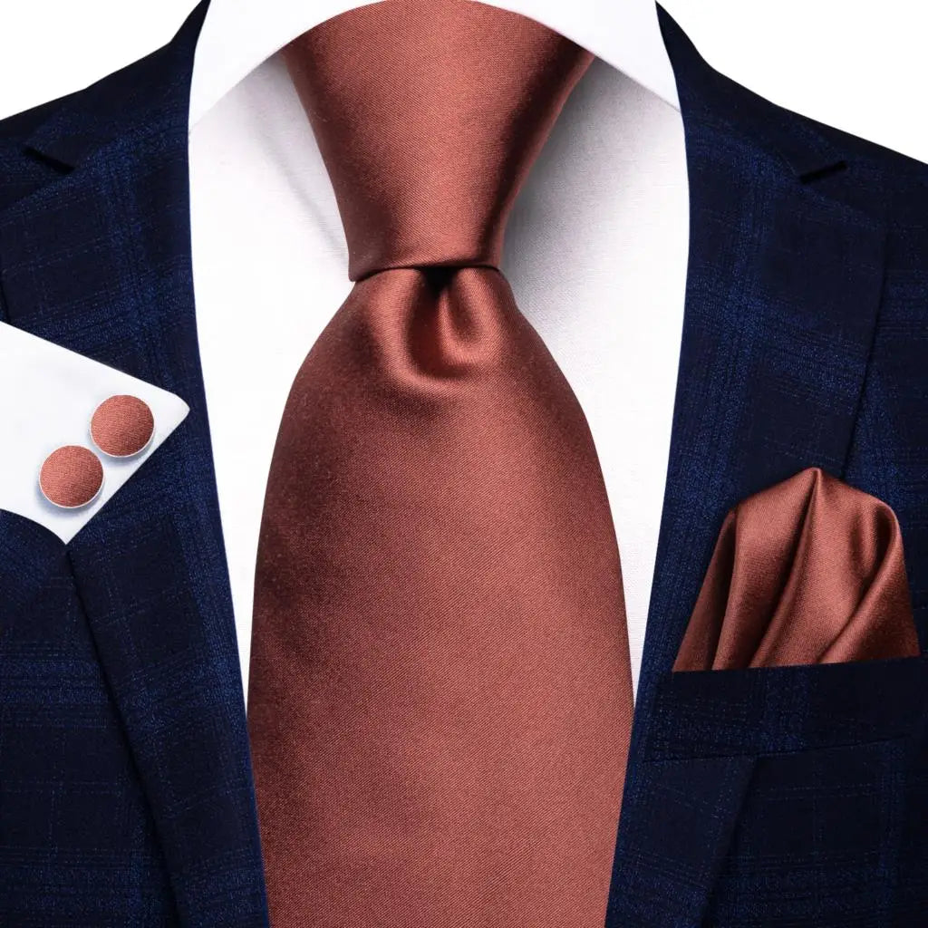 Hi-tie Men Fashion Solid Green Blue Necktie Handkerchief Cufflinks Qme SN-3771