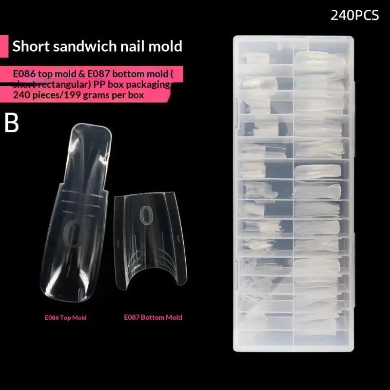 Coffin Nail Forms Sandwich Dual System Molds Acrylic Extensions 60 Qme B240