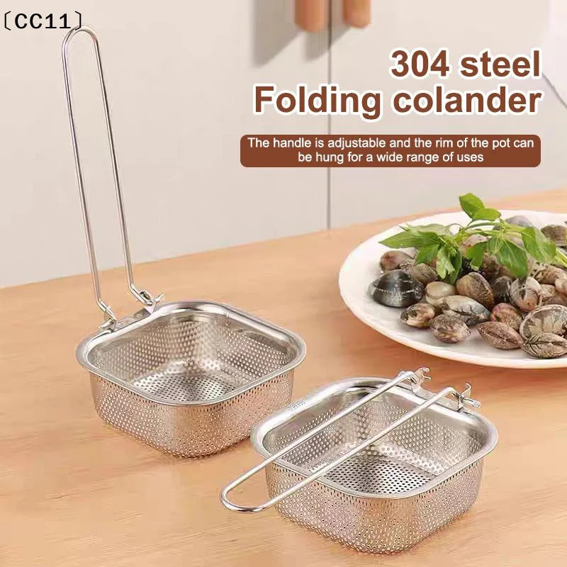 Pasta Basket Blanching Stainless Steel Fry Spaghetti Strainer Noodles Qme