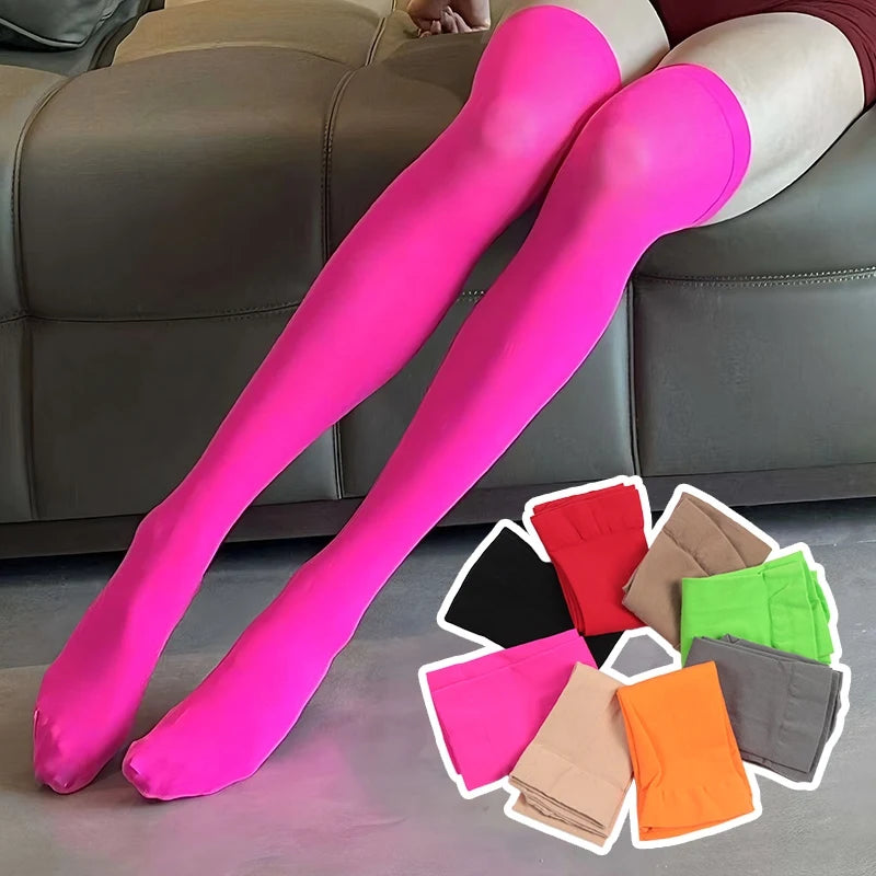 Women Colorful Sexy Pantyhose Lolita Candy Colors Kawaii Lady Qme