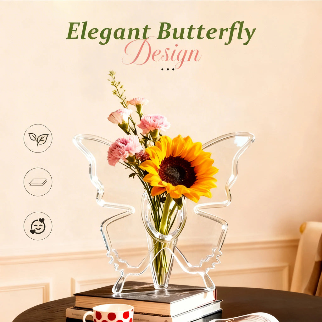 Butterfly Flower Vase Clear Acrylic Vases Flowers Decoration Consoles Qme