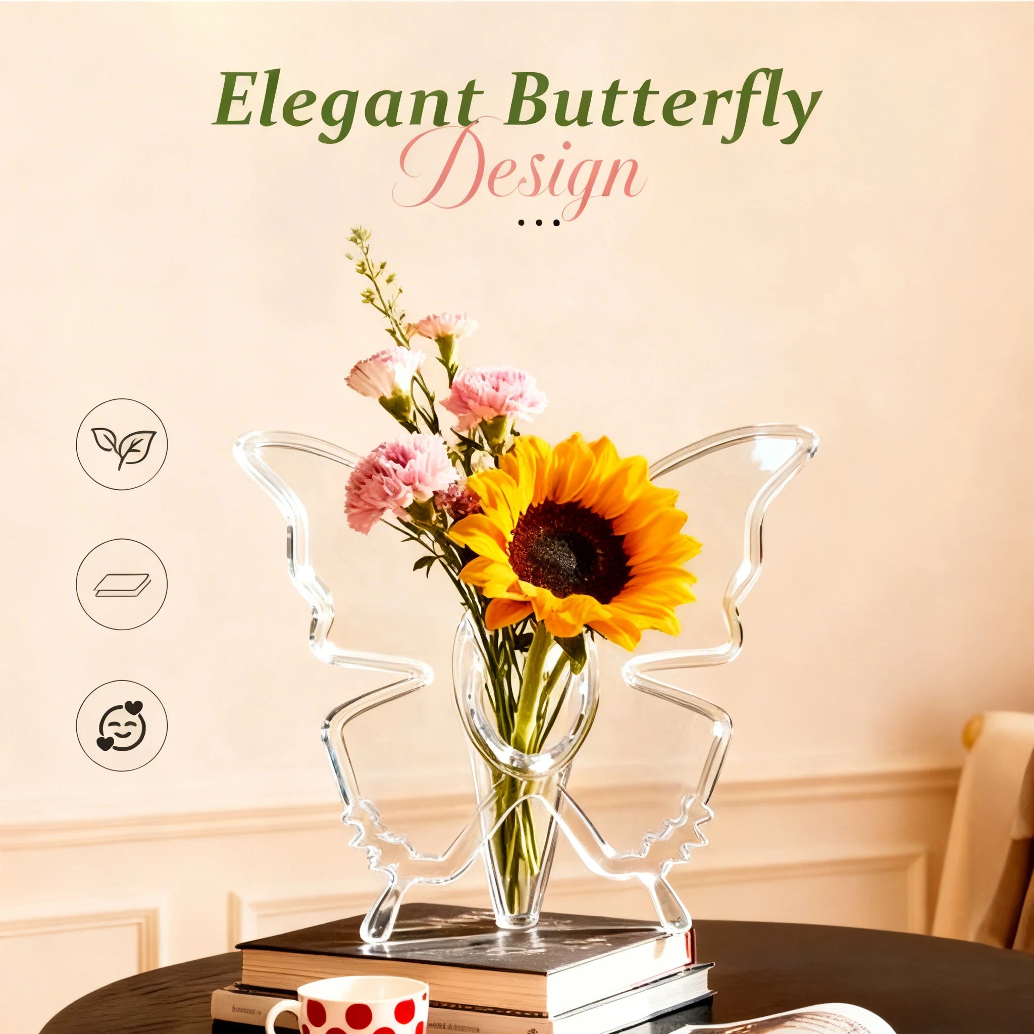 Butterfly Flower Vase Clear Acrylic Vases Flowers Decoration Consoles Qme
