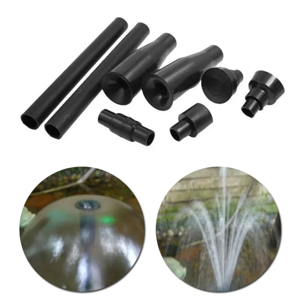 8pcs Fountain Nozzles Head Black Home Multi Functional Garden Water Pumps Plastic Aquariums Fish Tanks Ponds Pools Accessories Qme Default Title