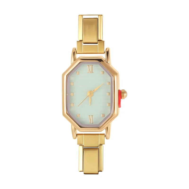Fashion Watch Women's DIY 9MM Width Italian Elastic Charm Stainless Candy Zircon Watch Head Link Bracelet Jewelry Birthday Gifts Qme Style 11