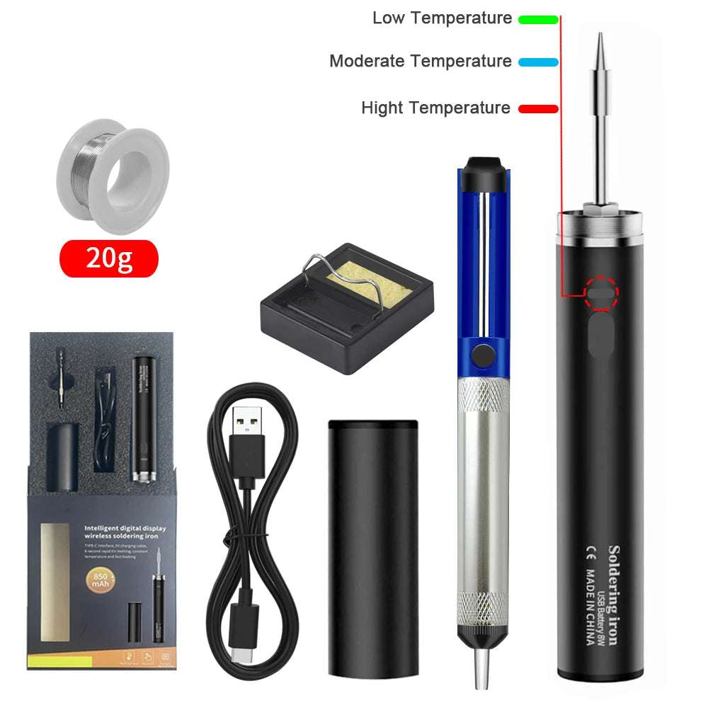 USB Soldering Iron 5V 8W Lithium Battery Portable Repair Welding Qme B510 SET3