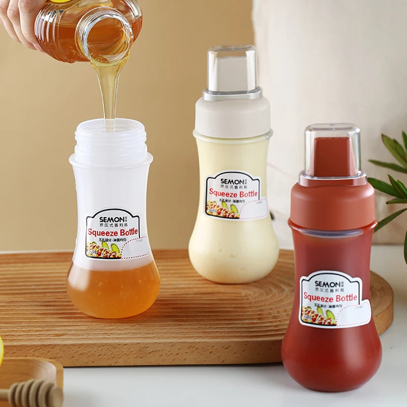Condiment Squeeze Bottles With Nozzles Plastic Ketchup Mustard Hot Sauces Olive Oil Bottles Kitchen Condiment Tools Accessories Qme