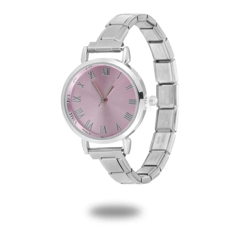 Wholesale Fashion Women's Mens Stainless Steel Round Hexagon Flower Shape High Quality Watch Bracelet For Friend DIY Watch Gifts Qme Style 26