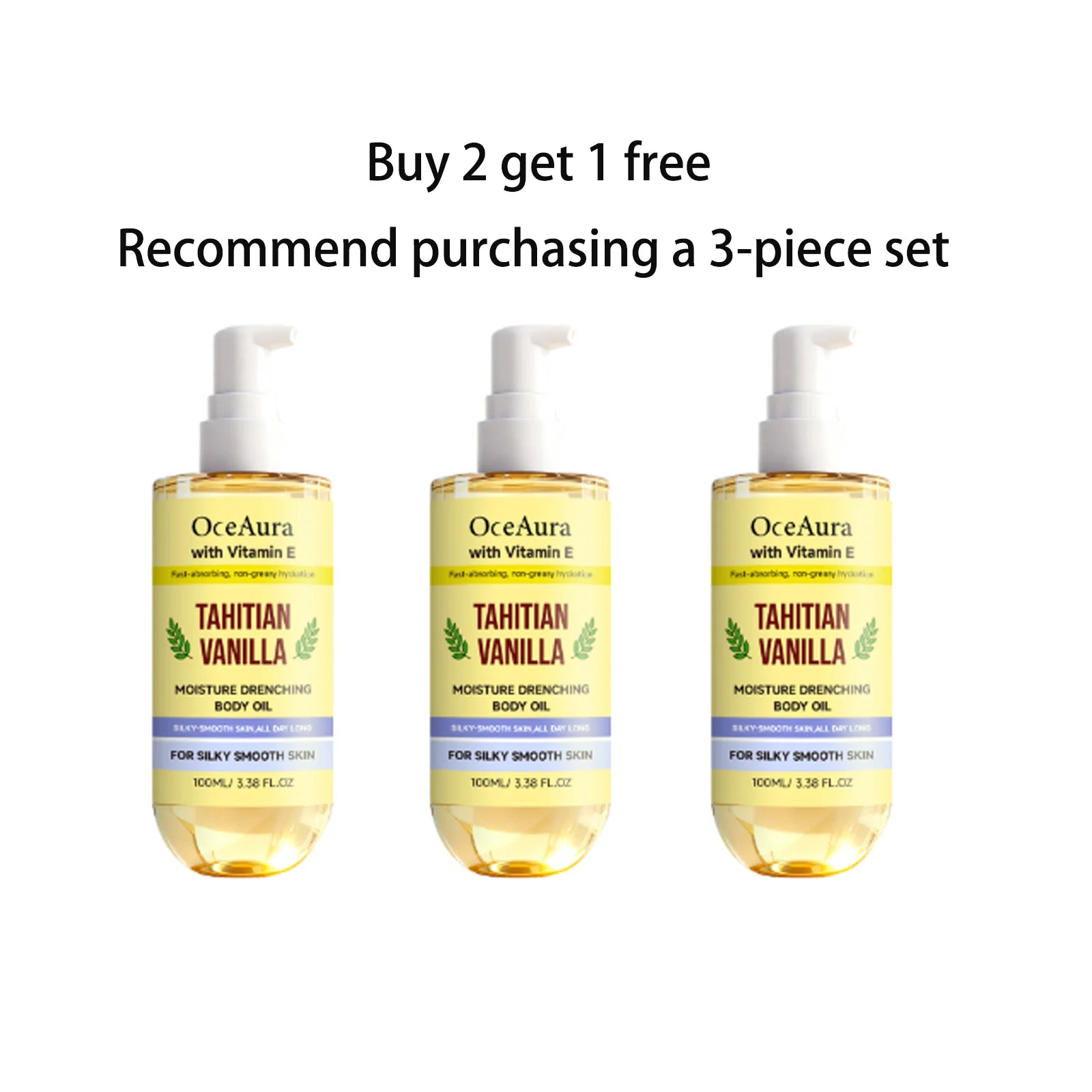 Oceaura Vanilla Moisture Body Oil Vitamin E Infused Fast Absorbing Qme 100mlx3 100ml
