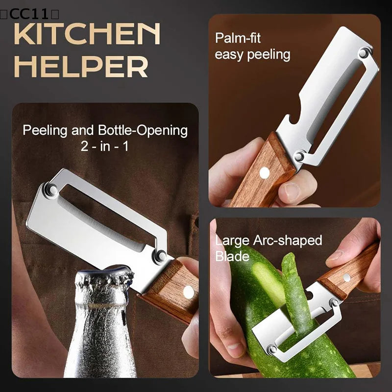 Wooden Multi Functional Vegetable Peeler Kitchen Veggie Fruit Carrot Qme