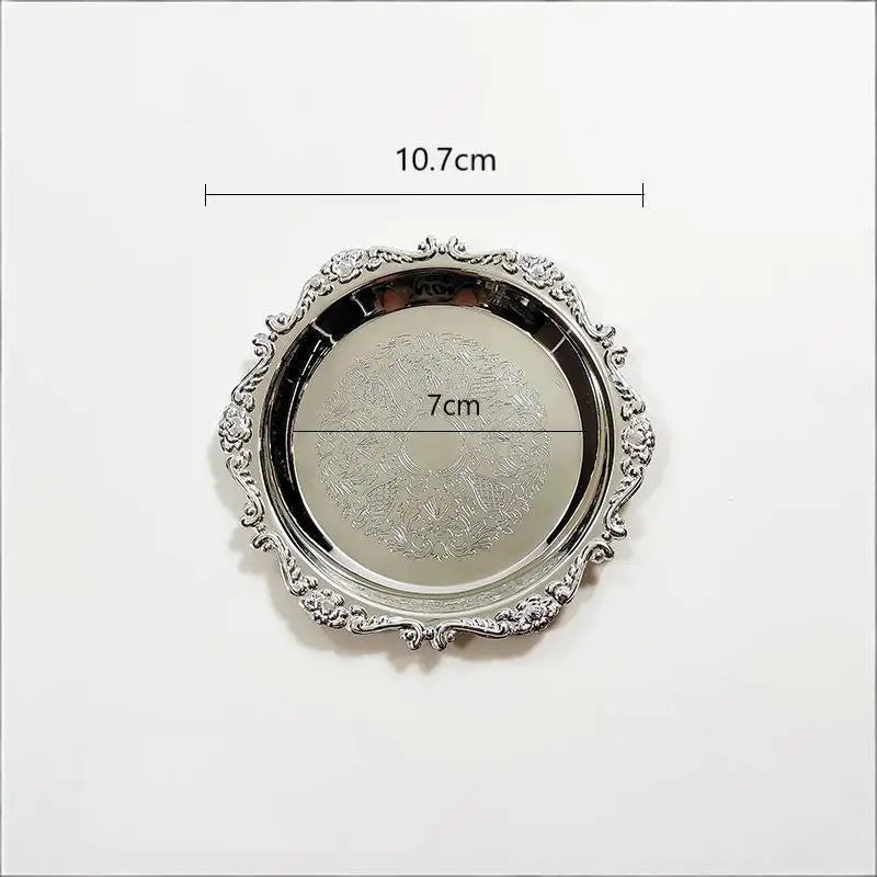 Luxury Silver Plated Plates Cake Dessert Tray Tea Snack Fruit Dish Qme A1
