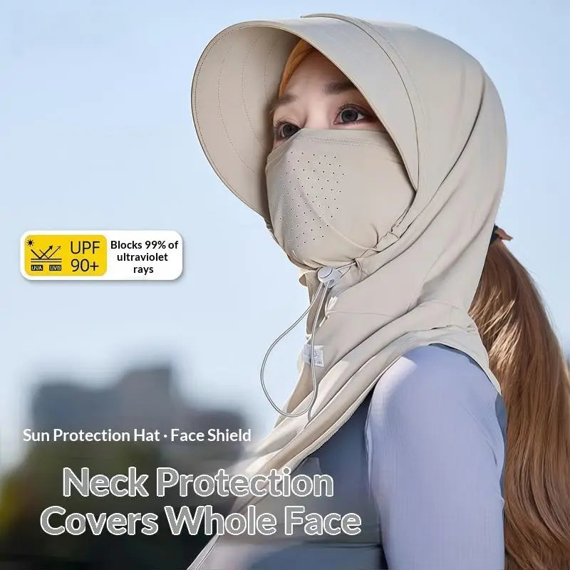 Summer Full-face Sun Hat Women Protection UV Outdoor Cycling Neck Qme