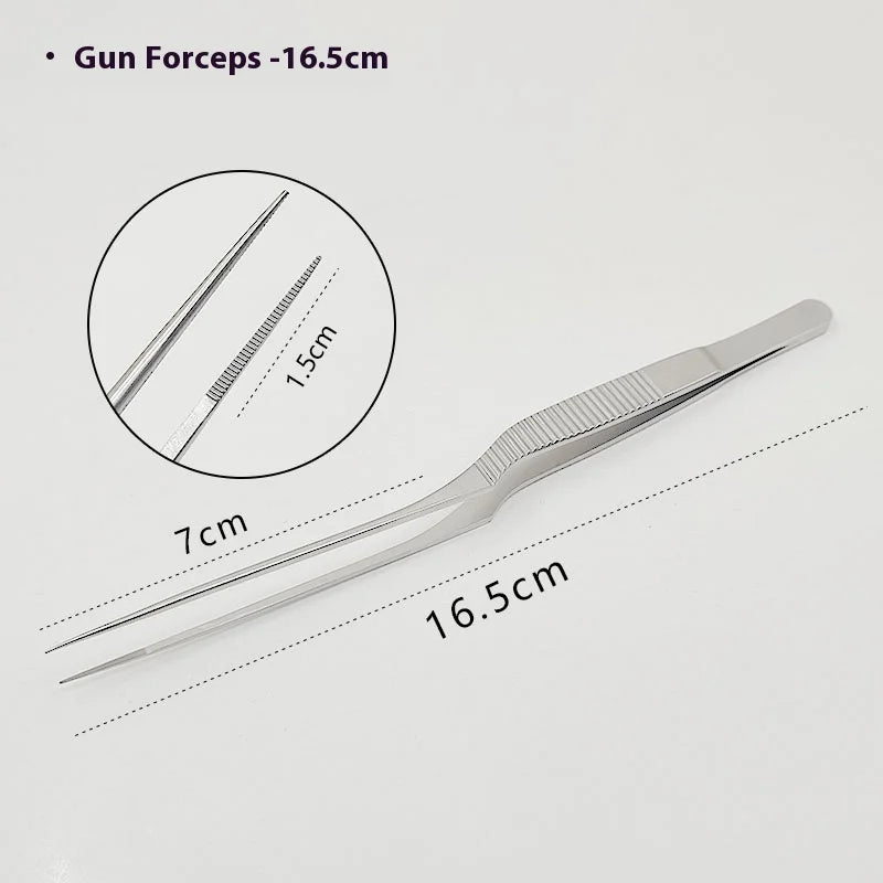 Stainless Steel Gun Forceps Cleaning Ear Nose Throat Elbow Cross Qme b