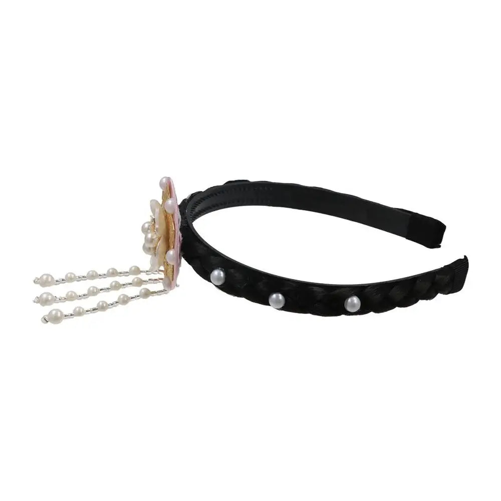 Fashion Flower Korean Headband Pearl Tassels Hanbok Hairband Qme