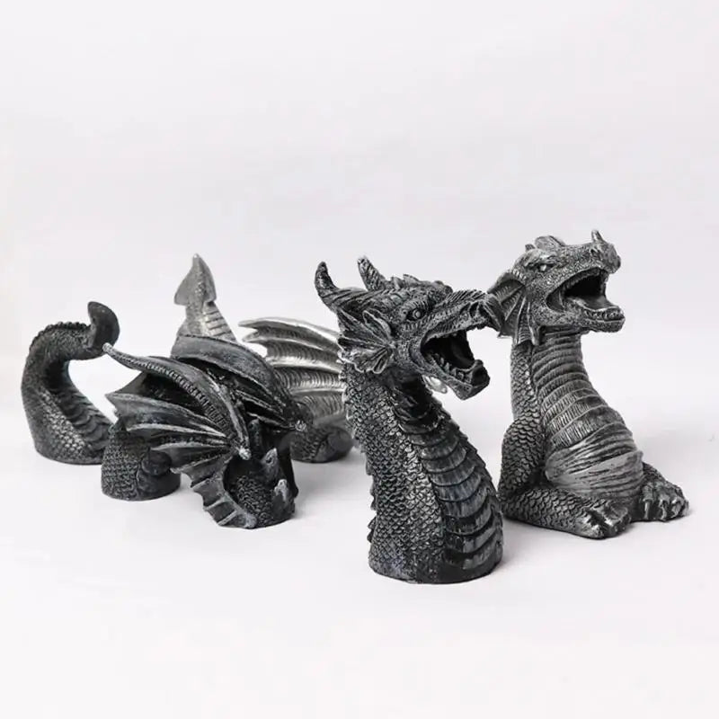 Dragon Sculptures Resin Giant Lawn Sculpture Gothic Fantasy Figures Qme
