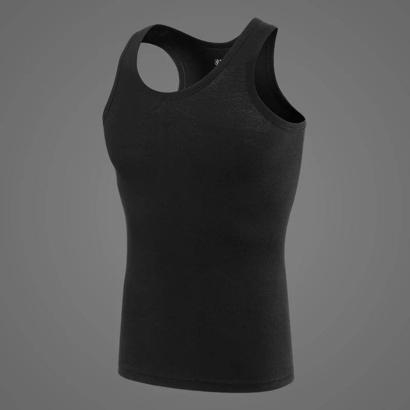 Men's Tight Vest Young Men's Comfortable Leisure Fitness Vest Middle-aged and Old Men's Joker Sleeveless Vest Qme BK XXL