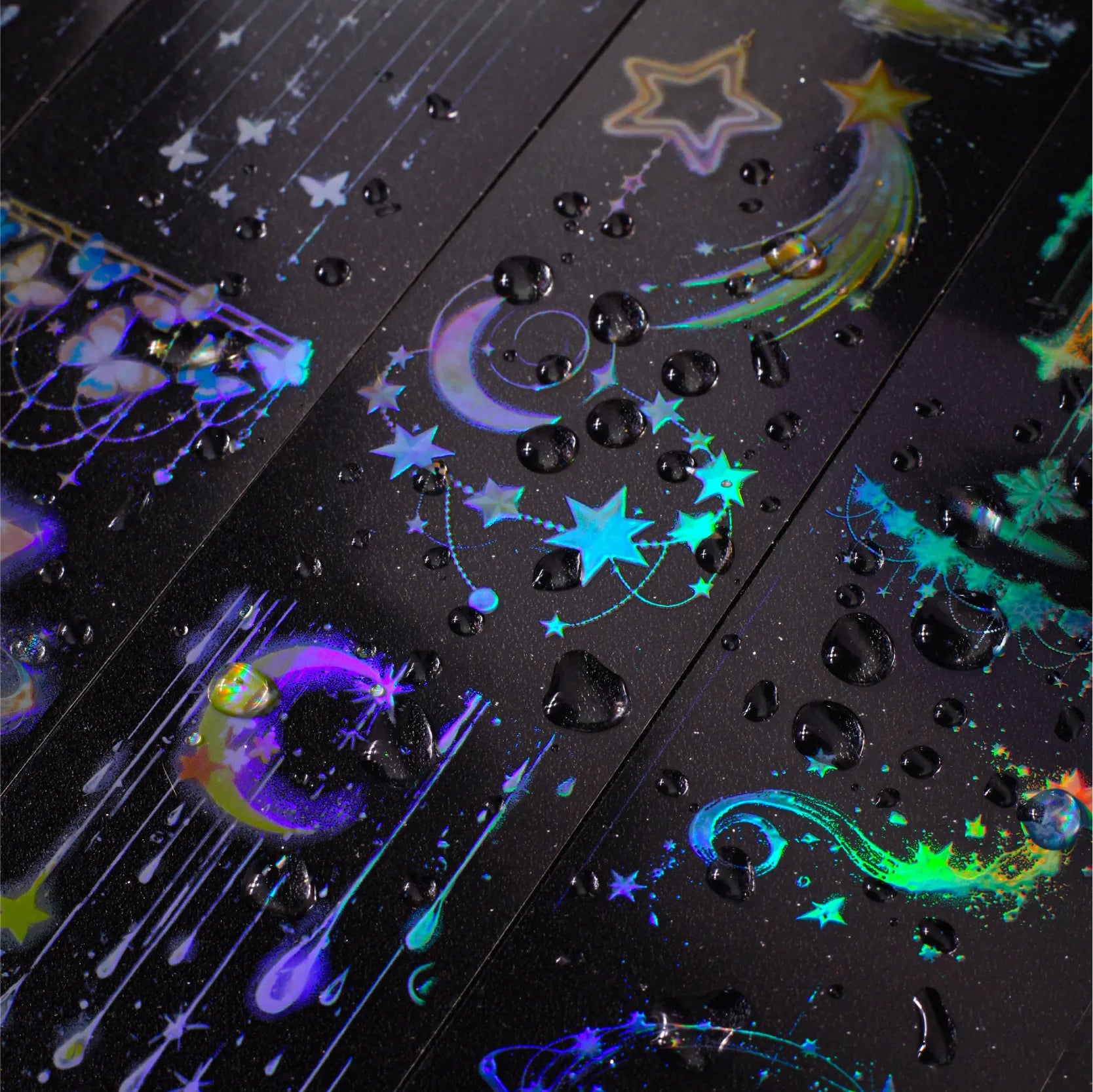 1 Roll Holographic Iridescent Fringe Rainy Night Washi Tape for Journal DIY Frame Scrapbook Decorate Laptop Phone Qme