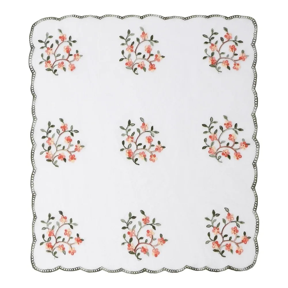Elegant Ethnic Plum Blossom Scarf Thin Lace Square Headkercheif Hijab Qme White