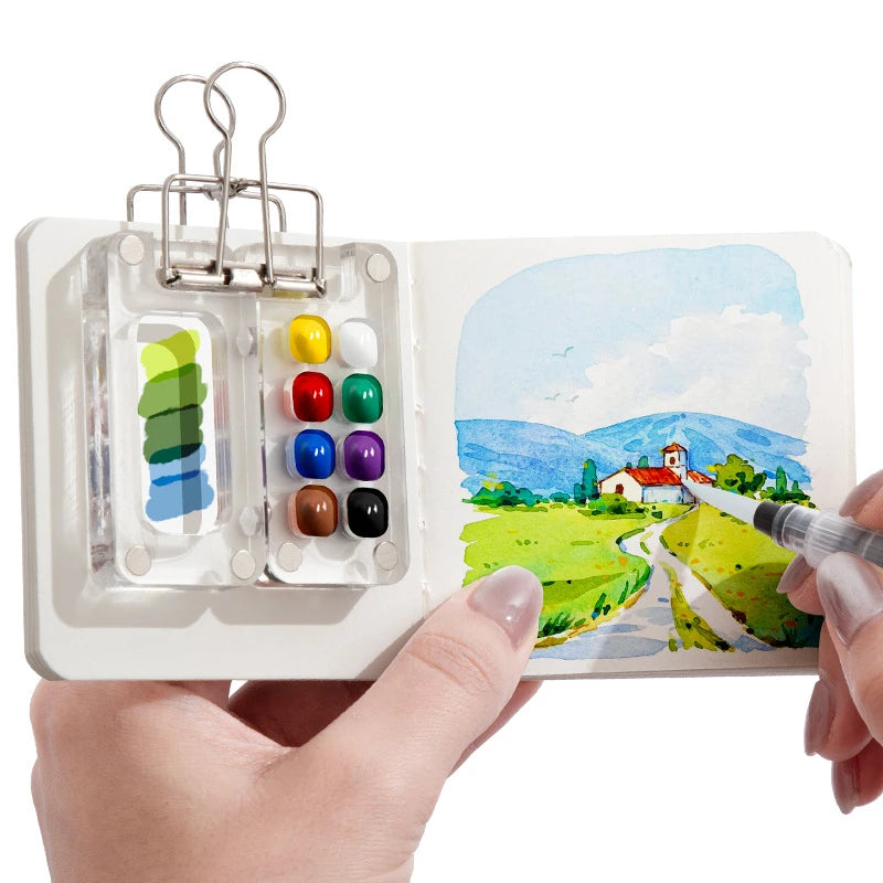 Travel Watercolour Paint Palette Mini Pocket Artist Watercolor Sets Qme