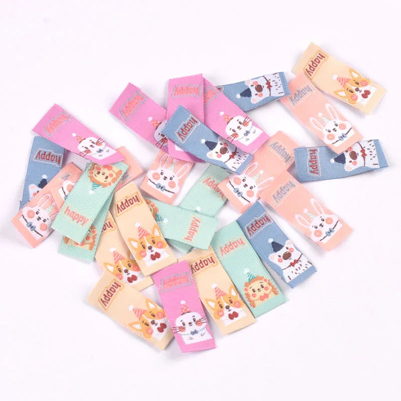 50Pcs Cute Cartoon Animal Embroidery Cloth Labels For Children DIY Garment Crafts Supplies Sewing Accessories Washable Care Tags Qme