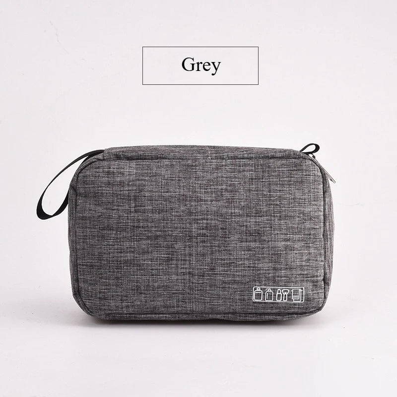 A Men Portable Hanging Wash Storage Bag Waterproof Large Capacity Cosmetic Organizer Travel Shaving Skincare Accessories Bag Qme Grey