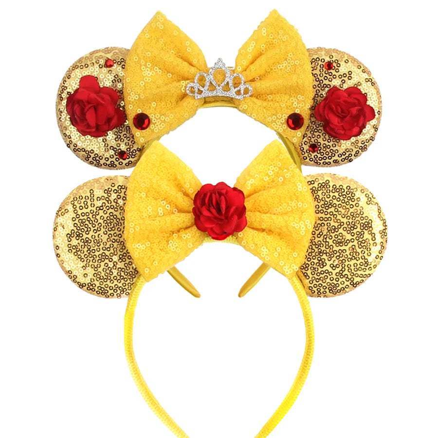 New Hot Sale Trendy Summer Sequins Mouse Ears Hairband Glitter Hair Bows Lightning Headband Girls Kids Hair Accessories Qme